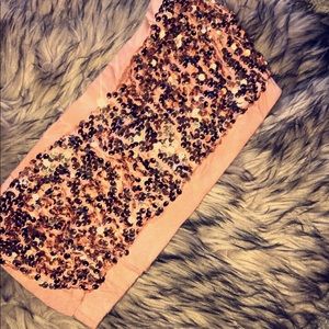 Sequin Bandeau tube top baby pink
